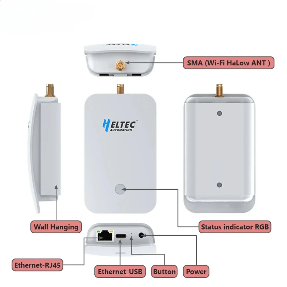 Heltec WiFi HaLow 2.4GHz Dual-band Gateway Wi-Fi Extender 3km Long Distance Transmission Faster Speed Gateway for IoT