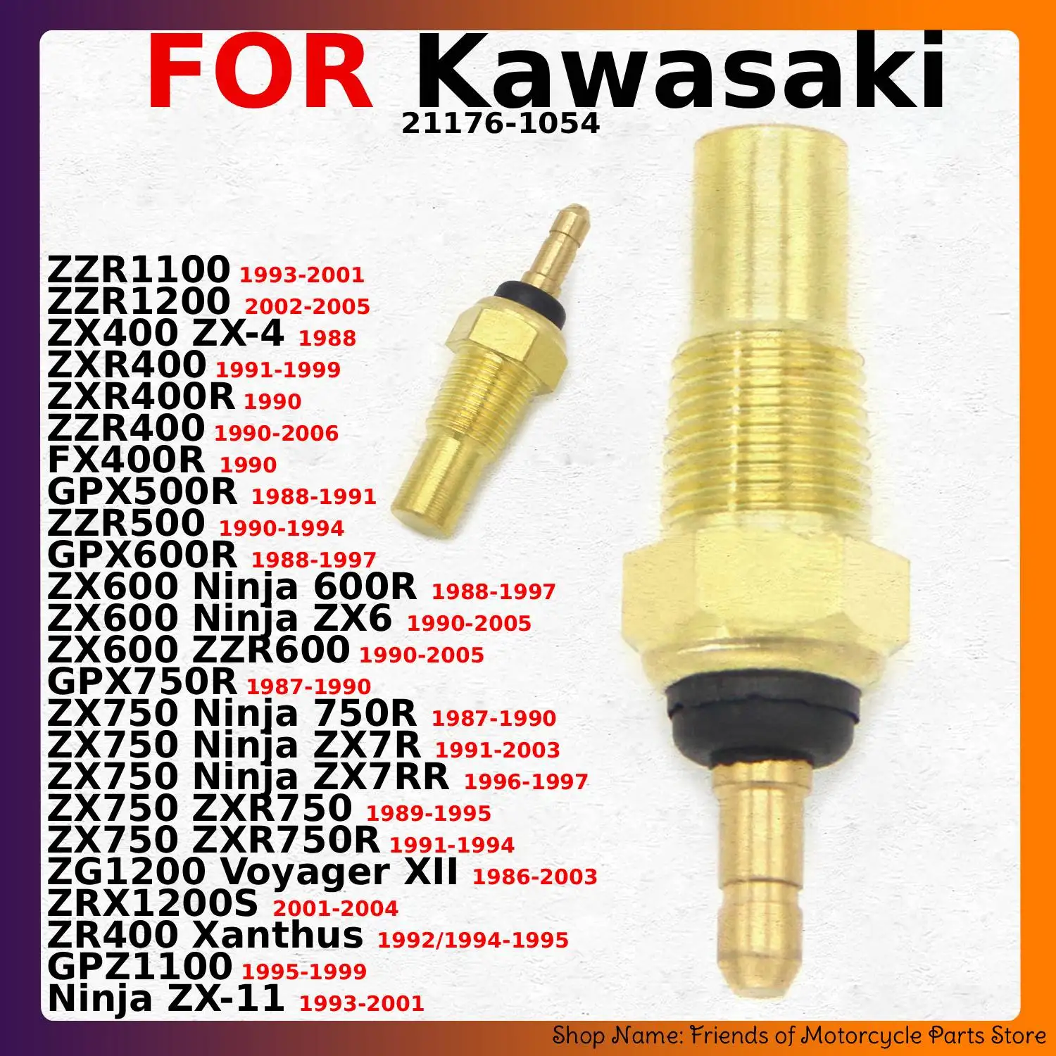 Water Temp Temperature Sensor For Kawasaki ZG1200 ZRX1200S ZR400 GPZ1100 ZX-11 ZZR1100 ZX400 ZXR400 GPX500R ZZR500 ZX750 ZX600