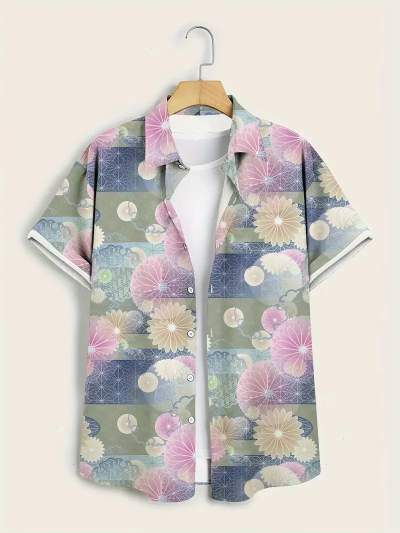 

Men's Flower Pattern 3D Printed Short Sleeve Shirt Hawaiian Shirt Fashion Trend Men's Short Sleeve Tops Men's Clothing