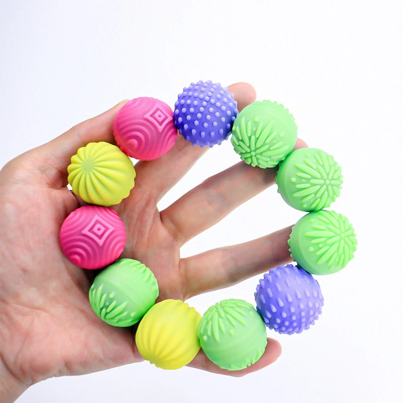 Conjunto de 4, bolas magnéticas texturizadas de silicone, bolas de silicone elásticas magnéticas de brinquedo de descompressão