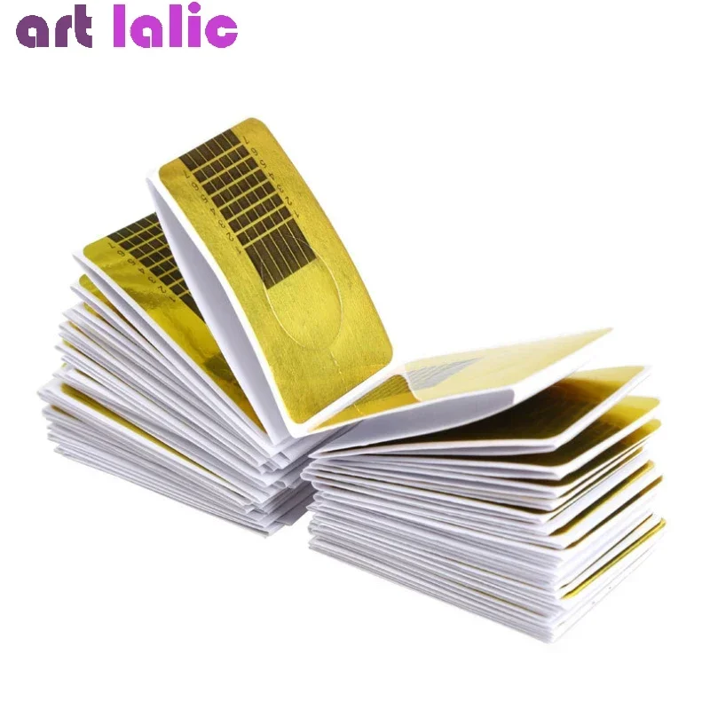 프로페셔널 프렌치 아크릴 UV 젤 네일 익스텐션 몰드 세트 스텐실 가이드 컬 폼 매니큐어 도구 키트 100개 (네일 아트용)