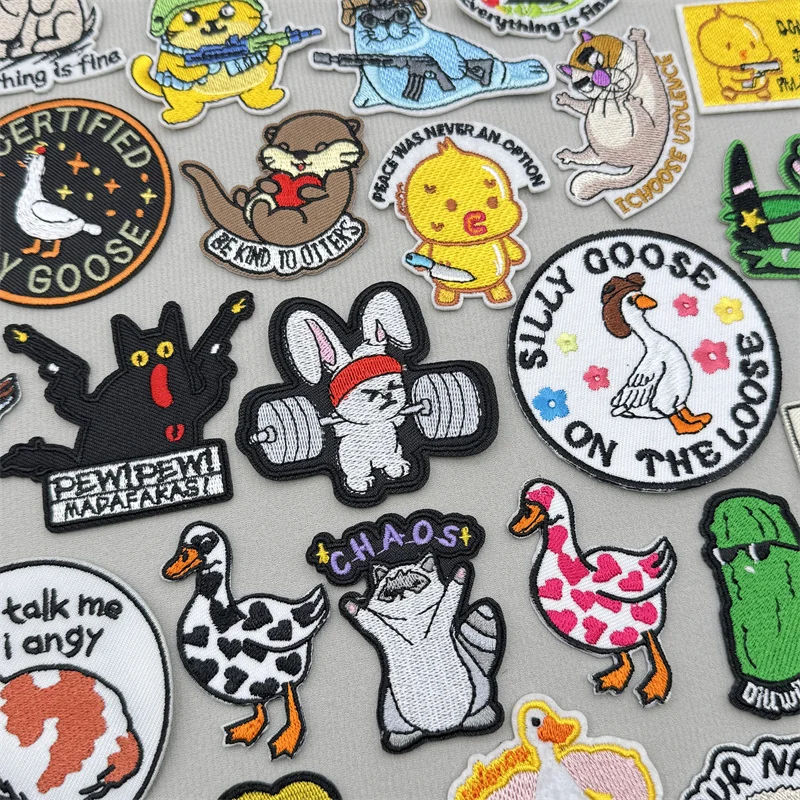 

Funny Duck Iron On Embroidery Patches For Clothing Hip Hop Animal Embroidery Patches For Jacket Badge Backpack Decor Stickers
