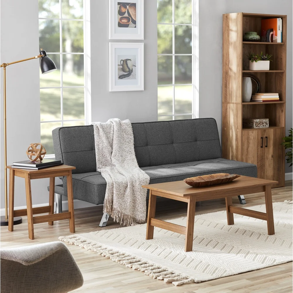 Wood Rectangle Coffee Table Walnut Finish Indoor Versatile Placement Spacious Top Surface Functional Storage Living Room