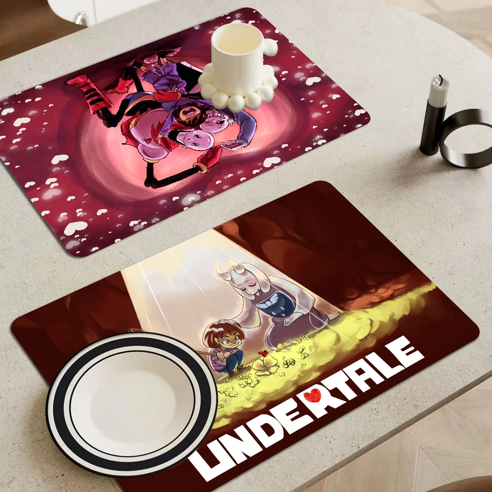 

Undertale Exquisite Kitchen Drain Pad Super Absorbent Dinnerware Placemat Desktop Decor Pads Drying Rug Bathroom Mat