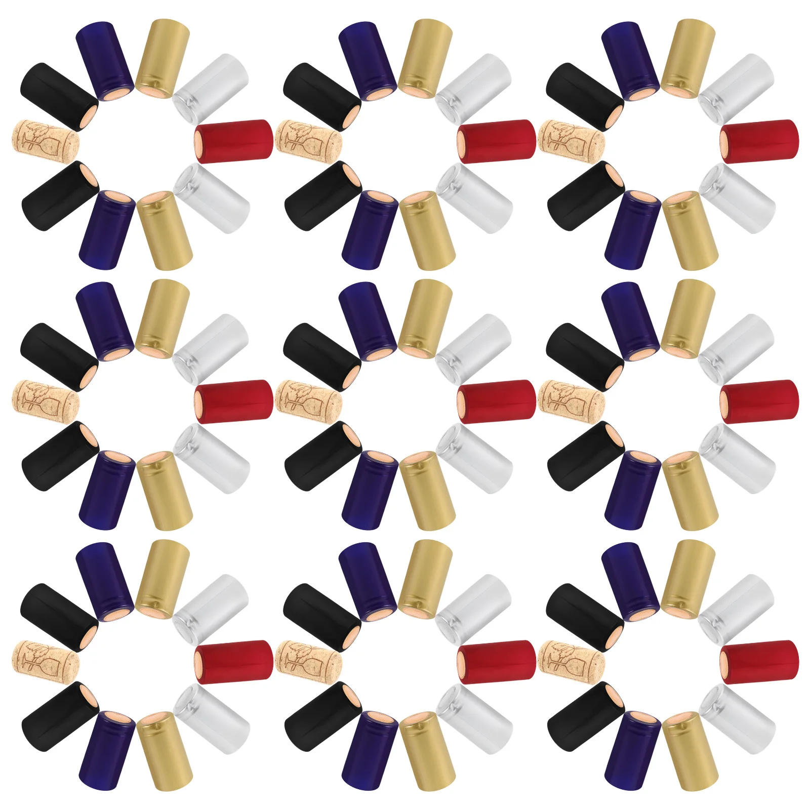 

130pcs Pvc Heat Shrink Capsules Bottle Sealing Caps Wine Cork Stoppers Protection Covers For Wine Bottles Beverage Whiskey