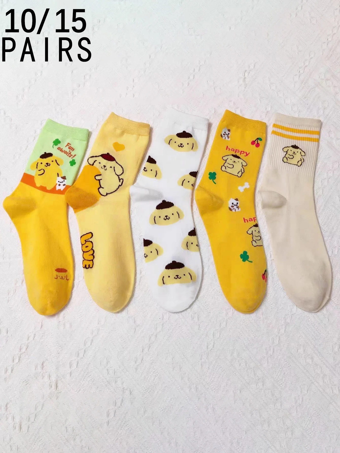 

10/15 пар милых женских носков до середины икры Miniso New Sanrio Pudding Dog