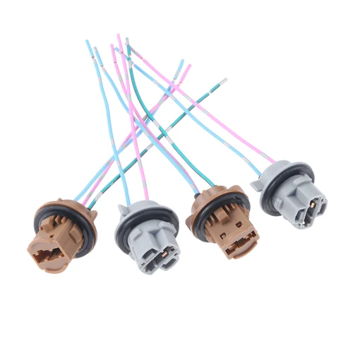 2 uds T20 7443 W21/5W 7440 W21W adaptador de enchufe de coche Base enchufe hembra conectar cableado para lámpara de freno de coche lámpara DRL plástico + cable