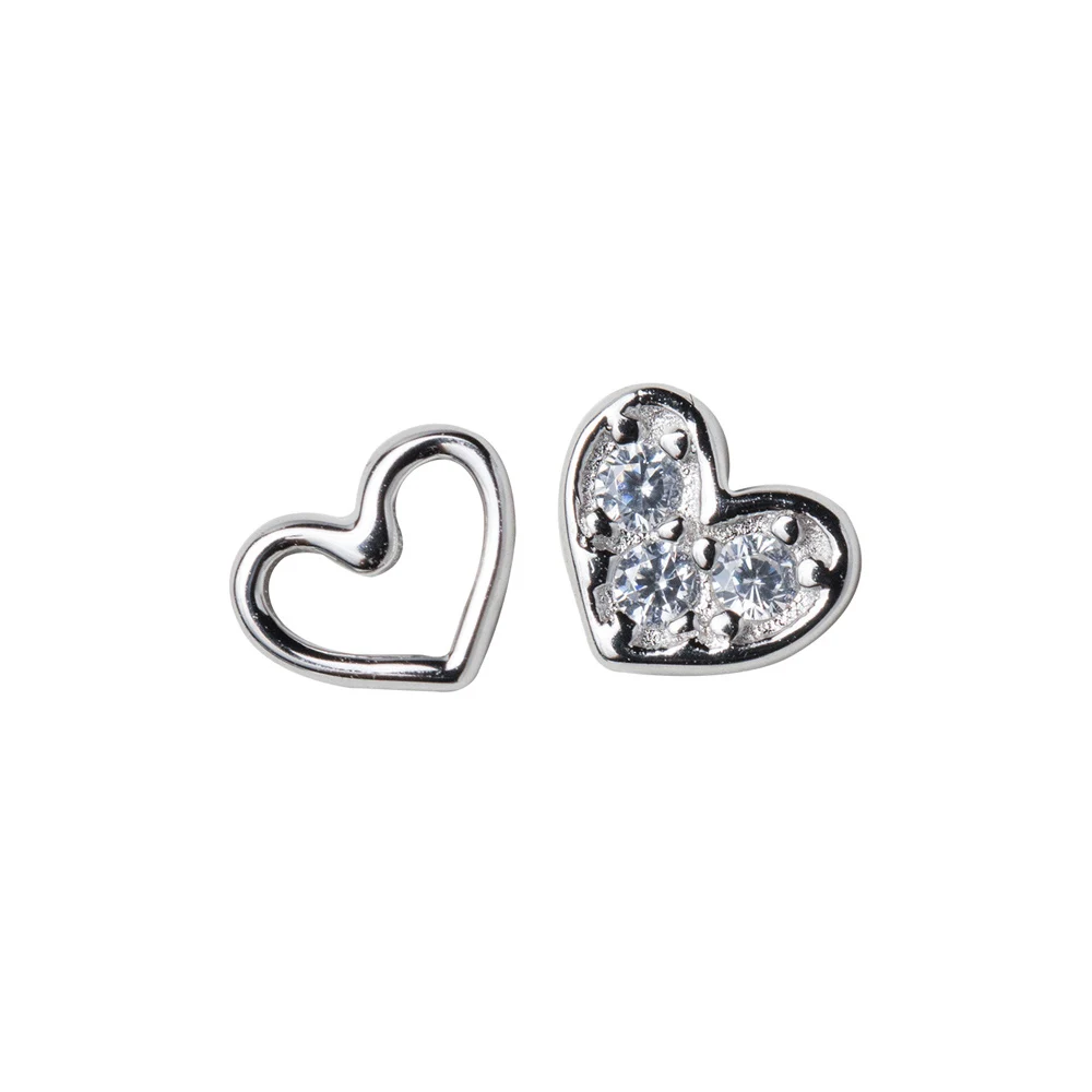 Modian 2025 New Sale Real 925 Sterling Silver Charm Hollow Clear CZ Hearts Stud Earrings For Women Fashion Wedding Jewelry Gift