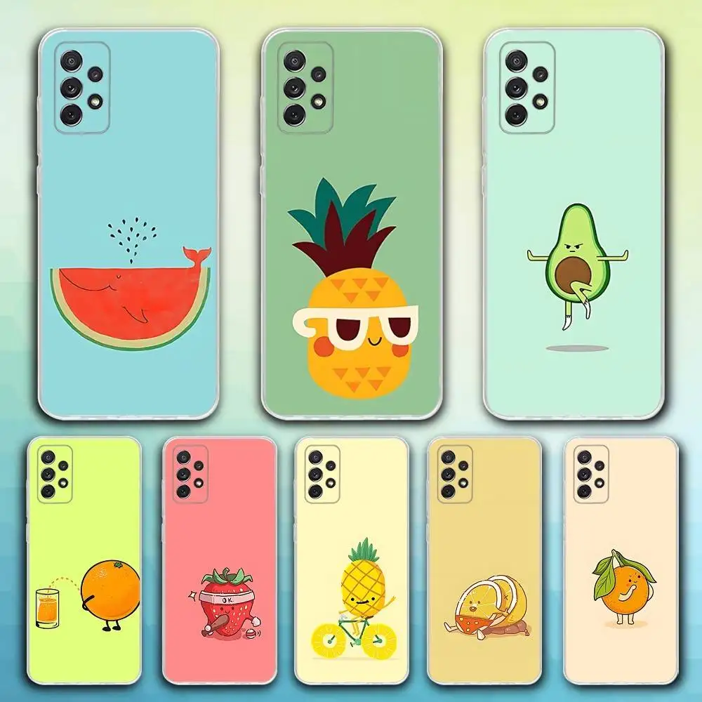 

Funny Summer Fruit Phone Case For Samsung S30,23,21,22,20, FE lite,S10,9,8,7 PIus Note20ultra Soft Transparent