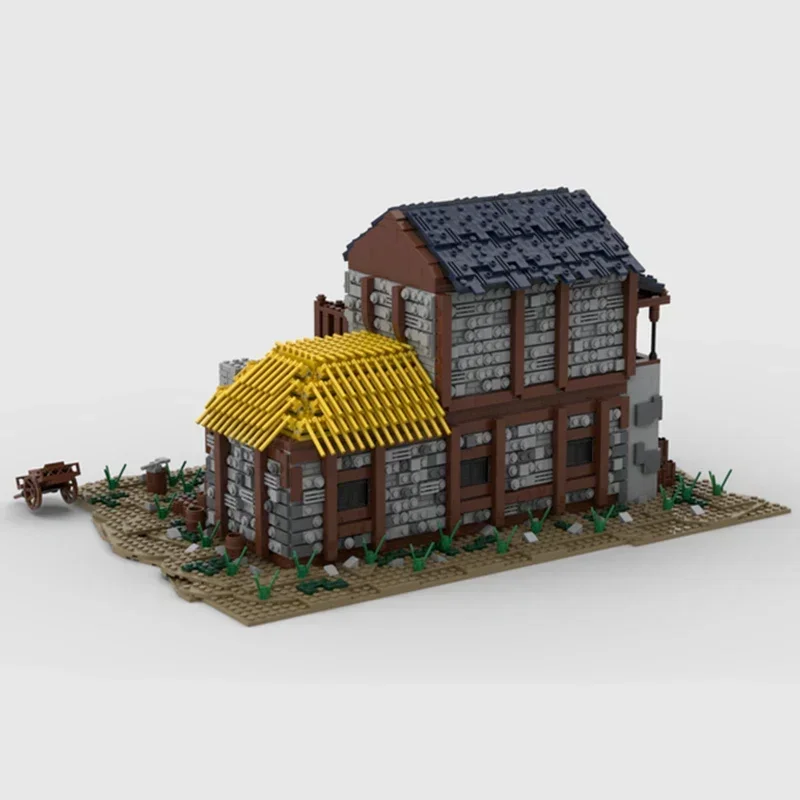 Château médiéval modèle Moc bloc de construction maison de forgeron modèle technologie brique bricolage assemblage modulaire ville vue sur la rue jouet