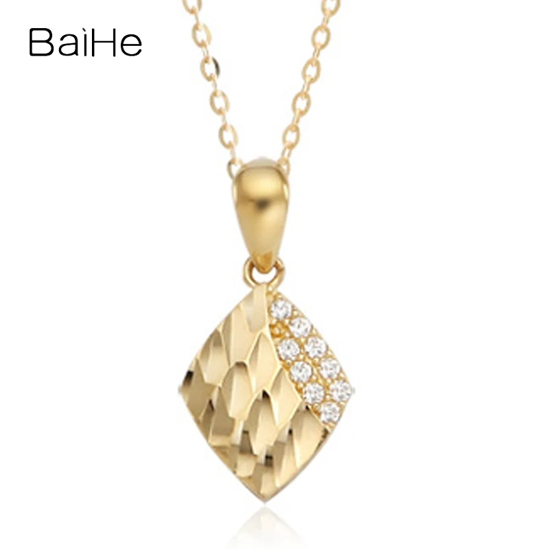 

BAIHE Solid 14K Yellow Gold H/SI Natural Diamond Necklace Women Trendy Fine Jewelry Making Collier de diamants ダイアモンドのネックレス