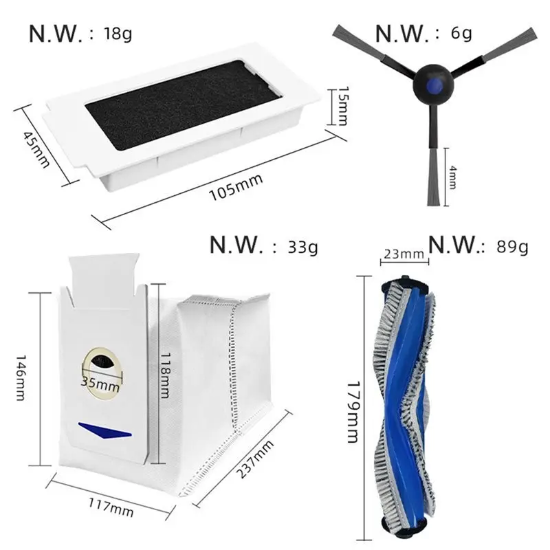 ABWM-14Pcs Replacement For ECOVACS T30 PRO OMNI / T30S PRO