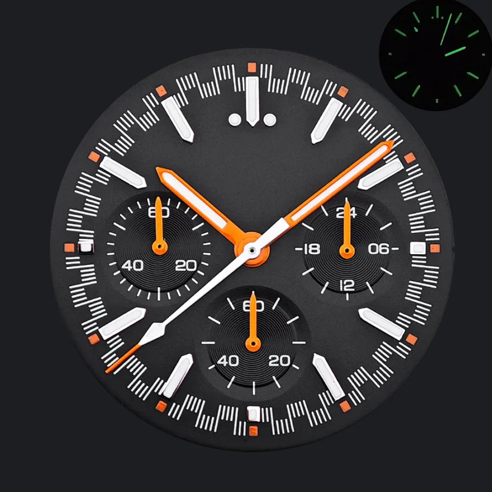 32,5 mm VK63 Zifferblatt C3 Grün Leuchtend Schwarz Weiß Orange Blau Grün Uhrenzifferblatt Ersatzteile Uhrenteile Zubehör – Detail 1