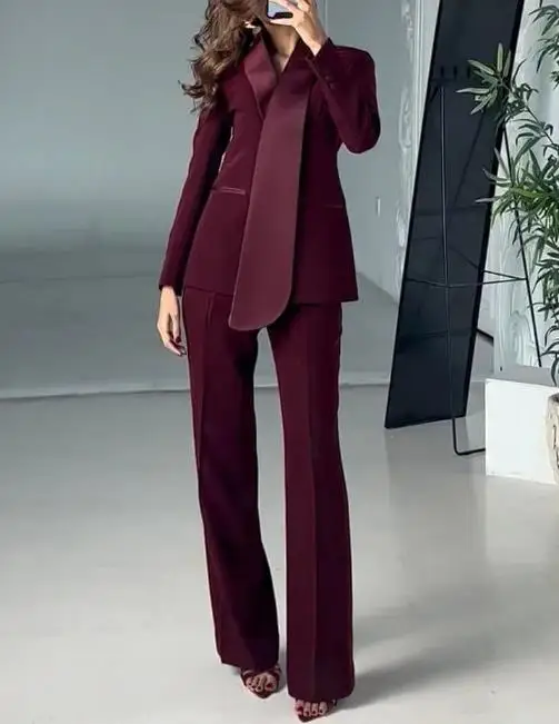 

Two Piece Women 2025 Summer New Fashion Latest Hot Selling Collar Elegant Style Casual Long Sleeve Solid Color Two Piece Set