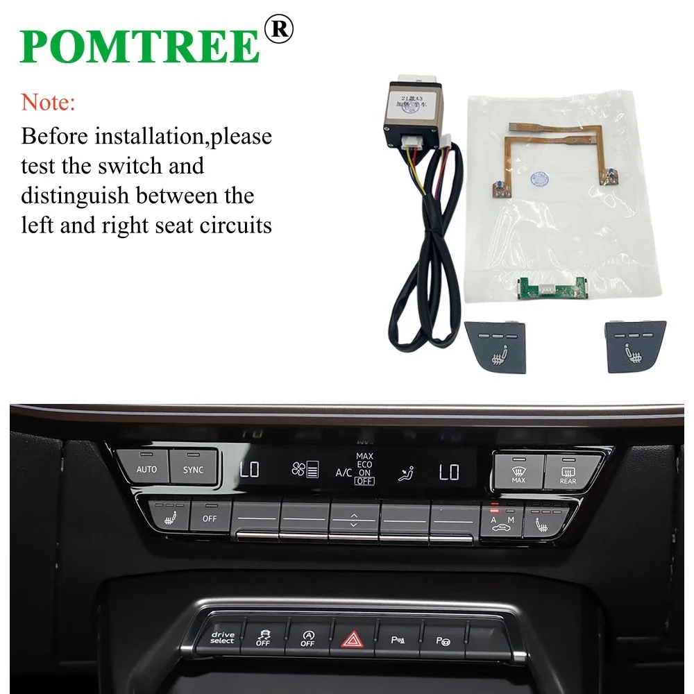 12V Built-in Car Seat Heating System Kit Fit 2 Seats,Compatible With Audi A3/A3L 2021-2026,Including Heating Pads & Switch Kit