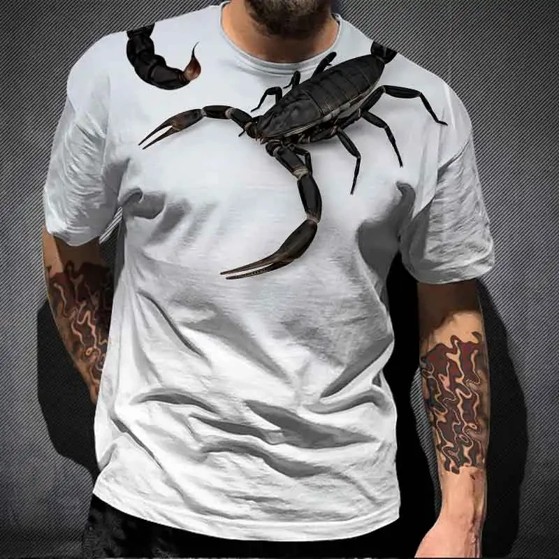 Fashion Scorpion 3D Print T Shirt For Men Oversized T-shirts Casual Street Hip-Hop Tops Tees Short Sleeve Clothing Ropa Hombre