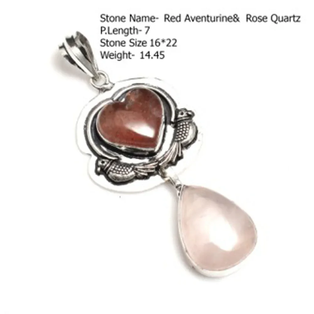 Genuine Charoite Amazonite Rose Quartz Bloodstone Blue Sunstone  Pendant