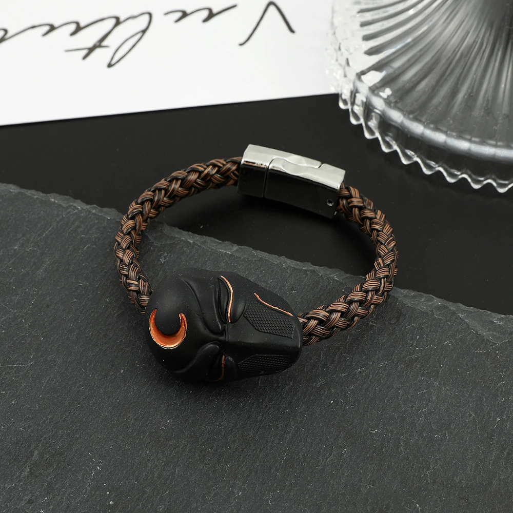 Marvel Superhero Moon Knight Woven Bracelet Avengers Cartoon Figure Vintage Leather Crafts Accessories Bangle for Fans Gifts