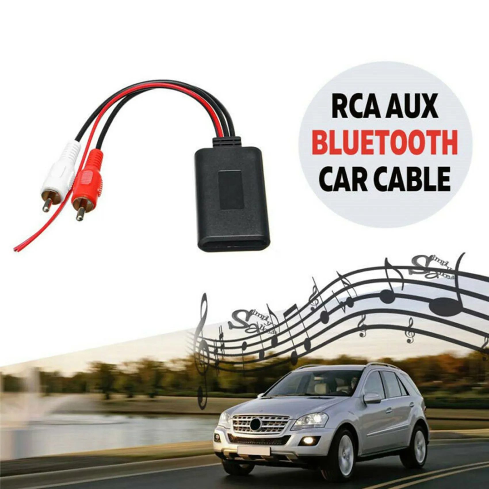2Pcs Car Wireless Bluetooth Module Music Adapter RCA AUX Audio Cable Universal 2RCA Interface Bluetooth Adapter 5-12V-Elect