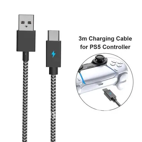 3m Data Charging Cable for Sony PS5 Game Accessories Handles Charger Cable for Sony PS5 Controller Charging Cable Games