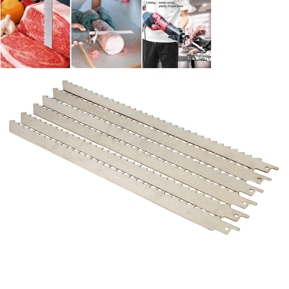 

6pcs 300mm Three Chromium Thirteen Reciprocating Saw Blade Cutting Tools For Meat Ice Wood Metal Stainless Steel Meat