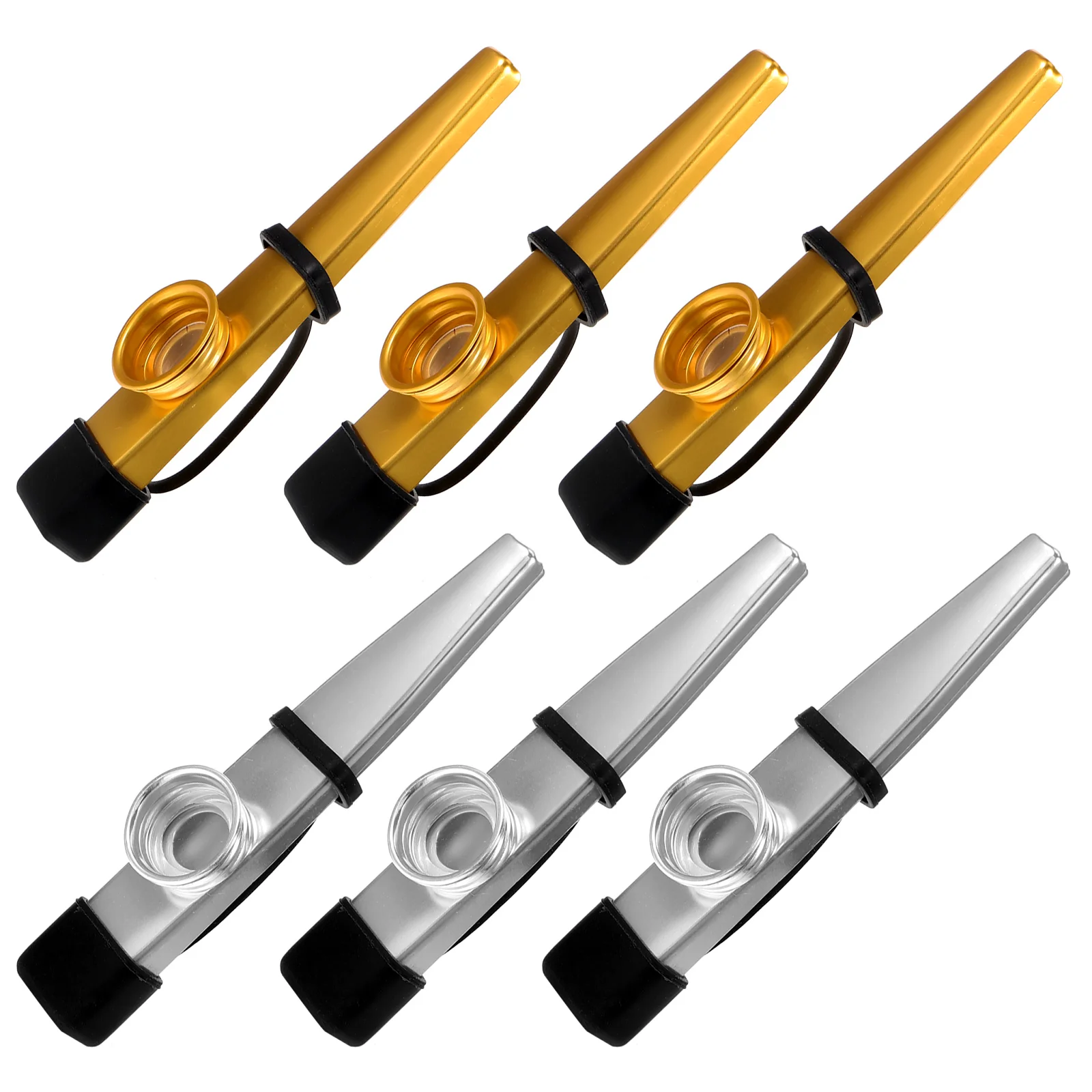 

6 Pcs Metal Kids Musical Small Size Silver Gold Color Beginner Practice Kazoos Bulk Bulk Kazoo For Music Lover Set