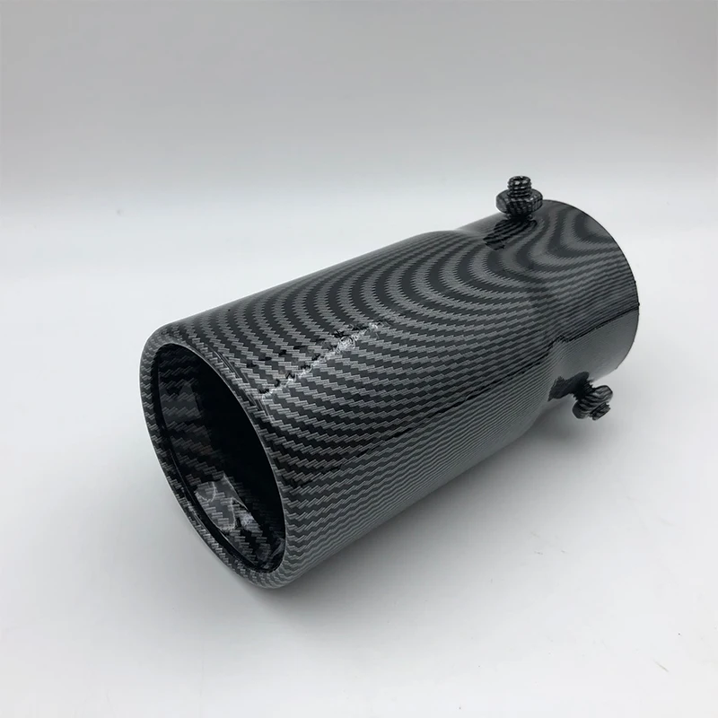 Carbon Fiber Car Exhaust Muffler Tip Stainless Steel 70mm inlet 76mm outlet Rear Exhaust Pipe Tail Car Accessories