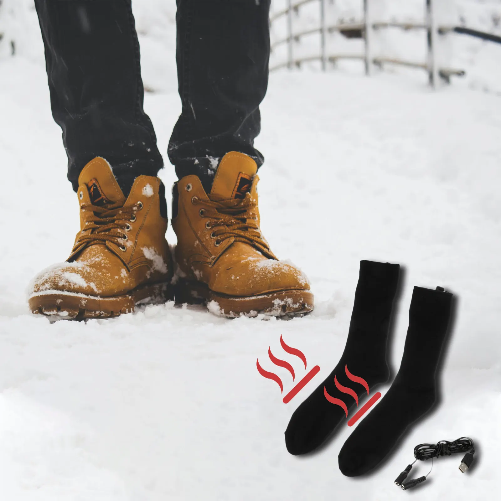 1Pair Electric Heated Stocking Cotton Heating Sock Intelligent Temperature Control Winter Warm Socks Heated Stocking