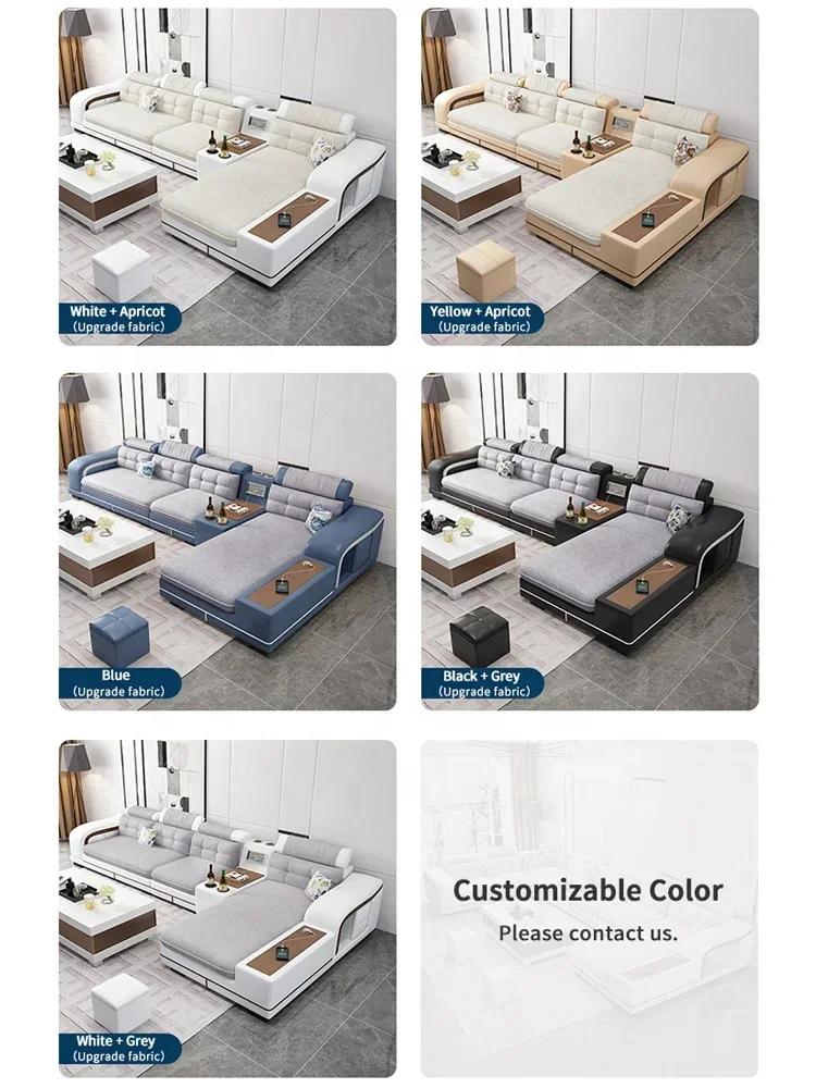 

Hot Sales Living Room Sofa With Stereo Multi-function U-shaped Music Sofas 7-8 Seats