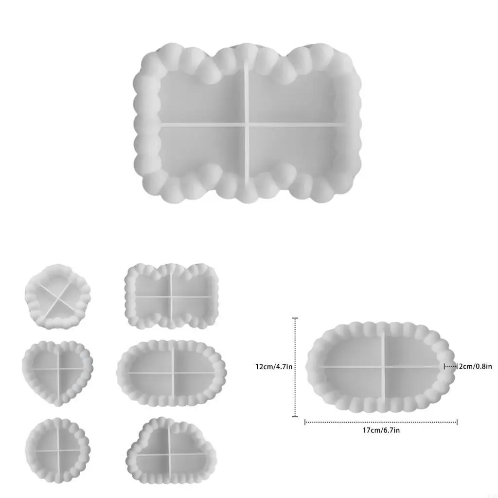 

91AF Jewelry Dish Mould Multishaped DIY Tray Molds for DIY Epoxy Resin Casting Crafts