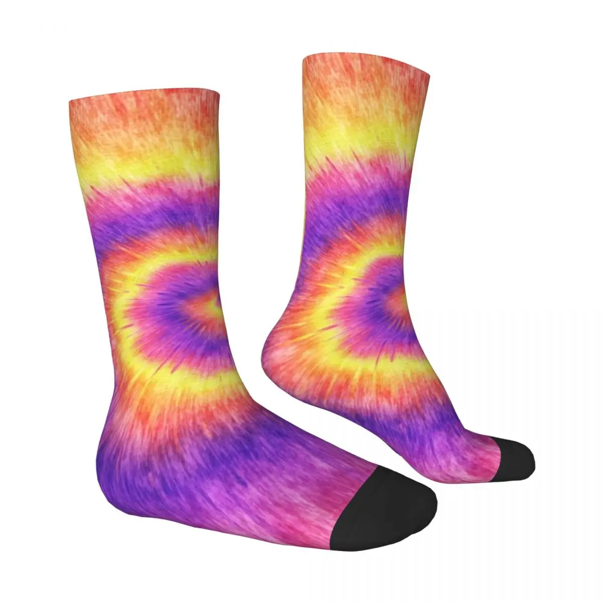 Tie Dye Swirl Socks Spring Retro Pink Lilac Yellow Stockings Novelty Unisex Warm Soft Socks Custom Climbing Non Skid Socks