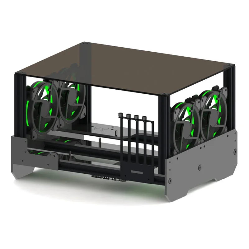 

DIY acrylic aluminum flat open water-cooled sea view room computer frame, dual-channel server transparent host box