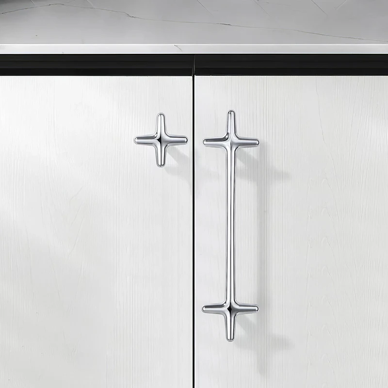 Creative Silver Wardrobe Door Handle Light Luxury Cabinet Personality Pull Minimalist Furniture Hardware Single-Hole Drawer Knob