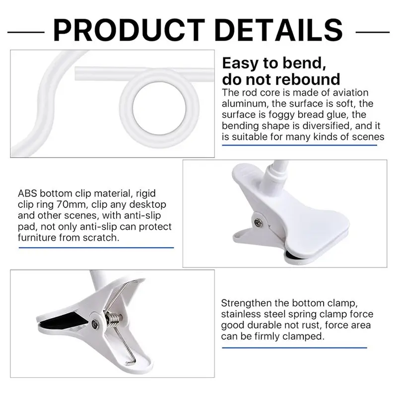 ABZW Flexible Portable Baby Monitor Camera Clamp Mount Webcam Holder Stand Punch-Free Bendable Bracket Base