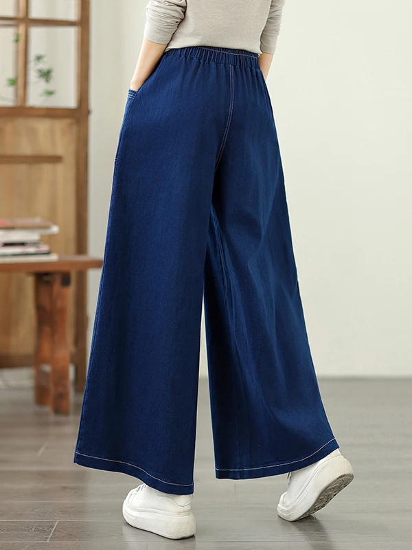 

Retro Japanese Sle Loose Wide Leg Denim Jeans Women's Embroidered ket Thin Material High Waist Drapey Summer New Trendy ...