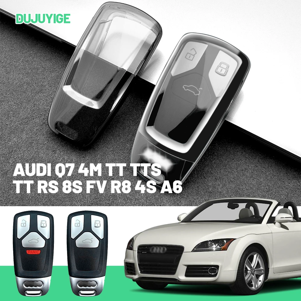 Clear TPU Car Key Case For Audi Q7 4M TT TTS TT RS 8S FV R8 4S A6 S6 RS6 Key Fob Cover Protector Shell Auto Accessories