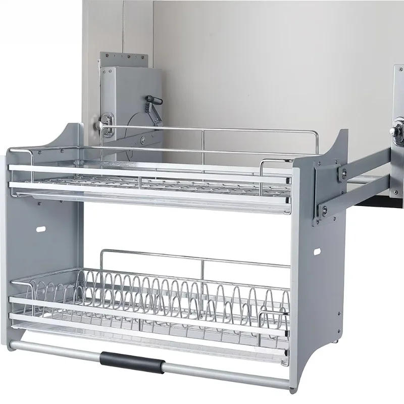 

Double storage basket lift drop kitchen cabinet