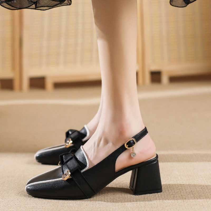 Women Spring Spuare Toe Leather Shoes 2023 New Fashion Vintage Single Shoes Loafers Patent Leather Female Pumps Zapatos De Mujer