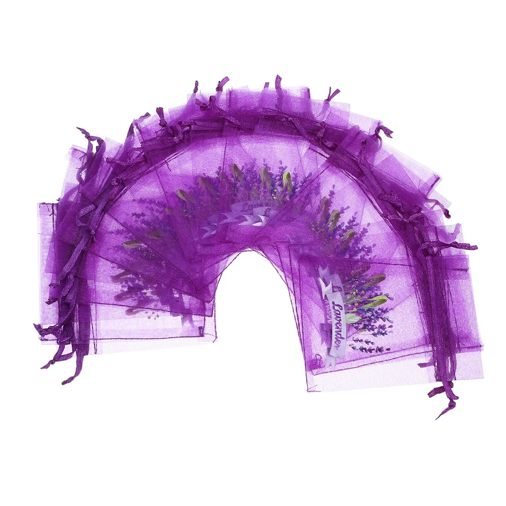 50 قطعة أكياس الرباط الأورجانزا الأرجواني أكياس شبكية للمجوهرات الحلوى الزفاف لصالح تخزين كيس فارغ ديكور الحفلات حقيبة الشاش