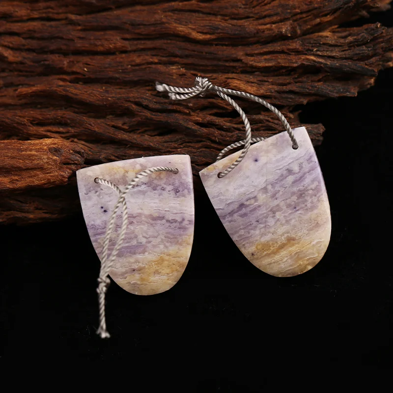 AAA+Artisan-Crafted Handmade Jewelry Double Hole Natural Stone Purple Jasper Drop Earring Bead Accessories For Women