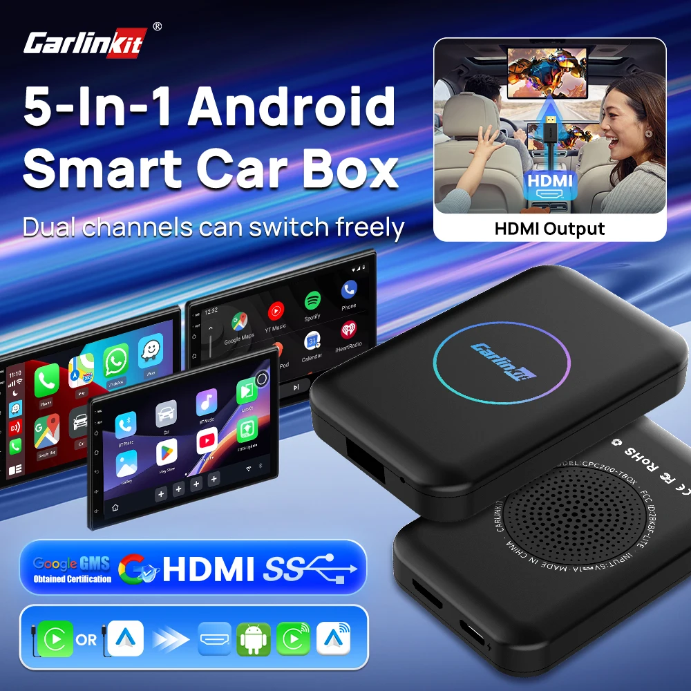 LITE S CarlinKit 5-In-1 Android TV Box HDMI Wireless Android Auto CarPlay Adapter Online Video Play OTA Upgrade Box For OEM Car