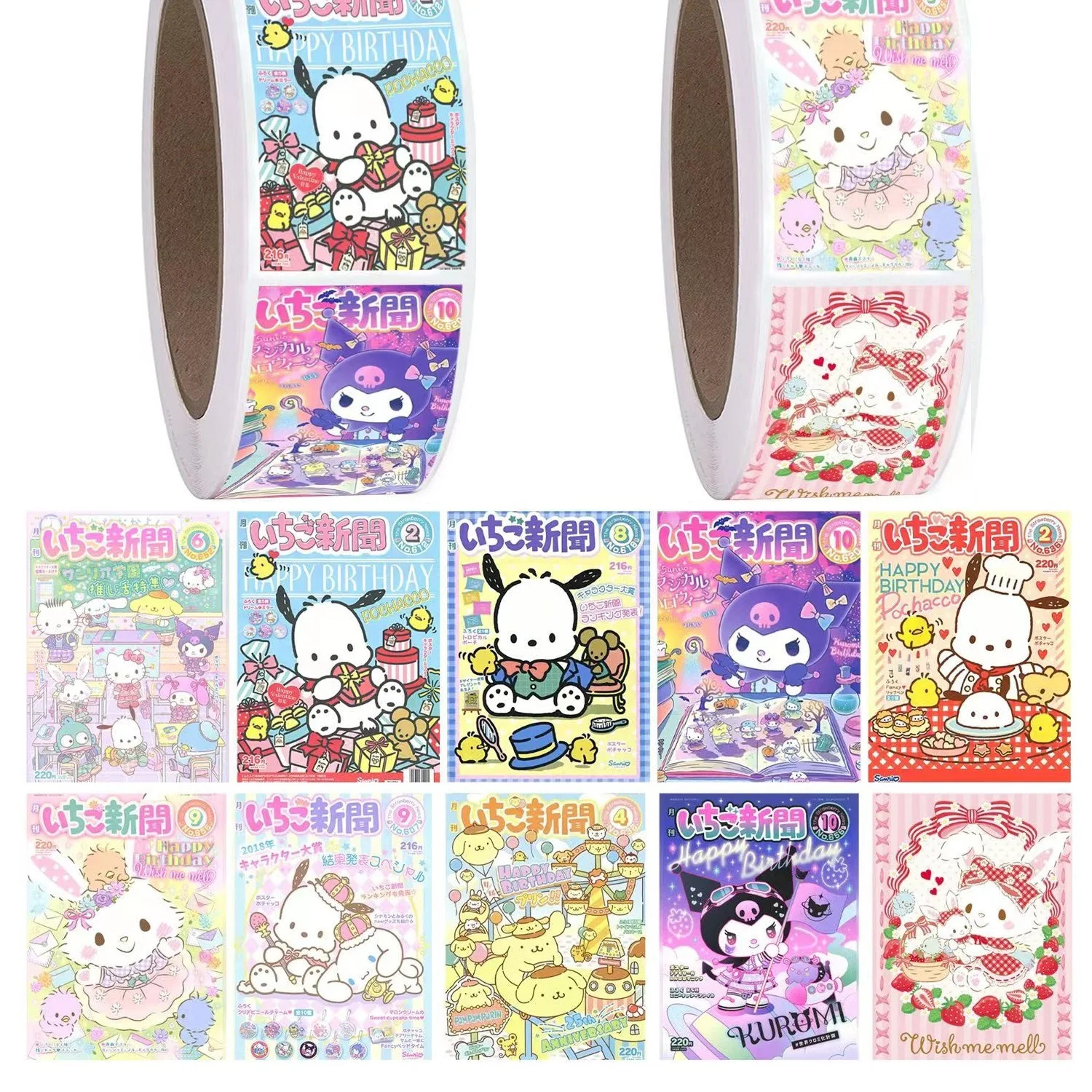 500 sztuk Cute Cartoon Anime Sanrio małe plakaty animacja ręczna Hot moda księga dostarcza estetyczna naklejka prezent dla dzieci