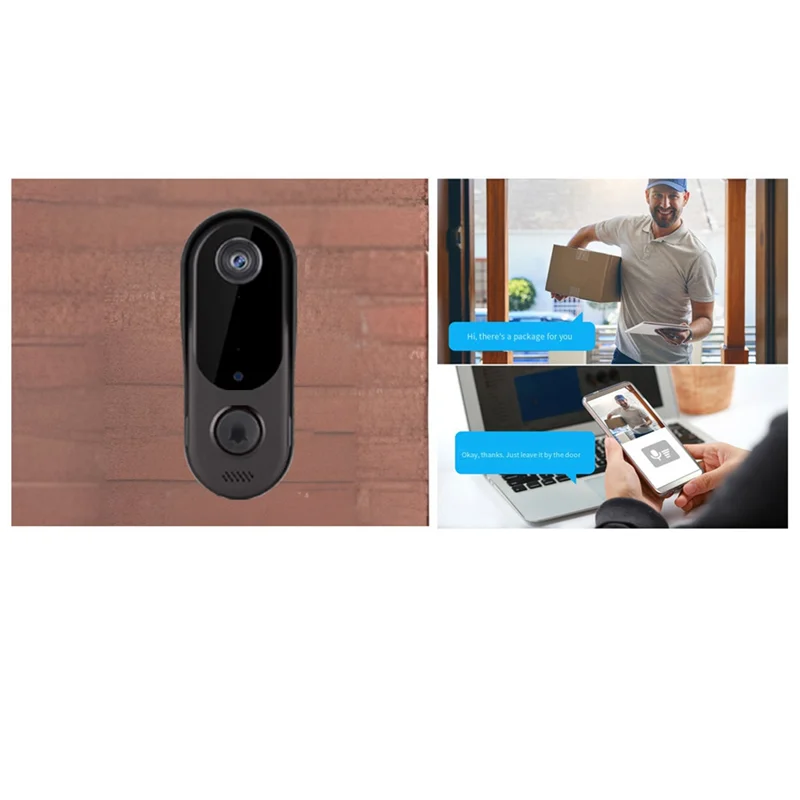 Timbre de seguridad inteligente para el hogar, cámara de vídeo WiFi, timbre de puerta con Audio bidireccional, timbre inalámbrico WiFi, visión nocturna para el hogar/oficina