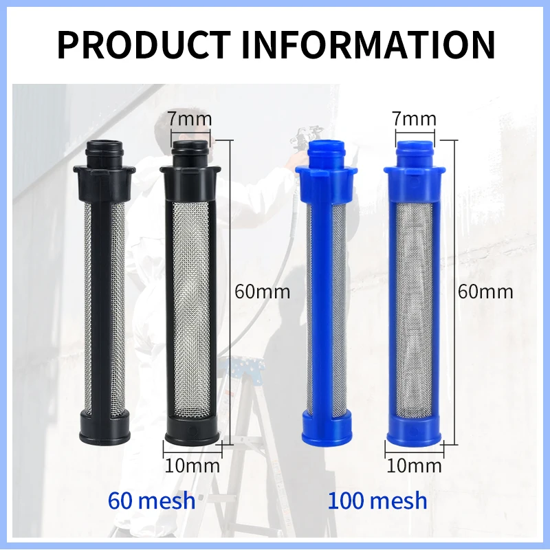 60/100 Mesh Spray Gun Filter, Black/Blue - Replacement for Gr a co 19Y355, 19Y356, Compatible with Airless Paint Sprayers