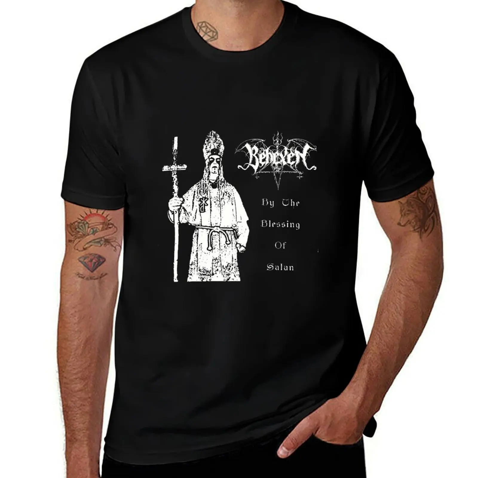 

мужчина Get By Behexen мужская футболка с рисунком здесь рубашки с рисунком футболка мужская Blesing хлопок Сатана пакет рубашки