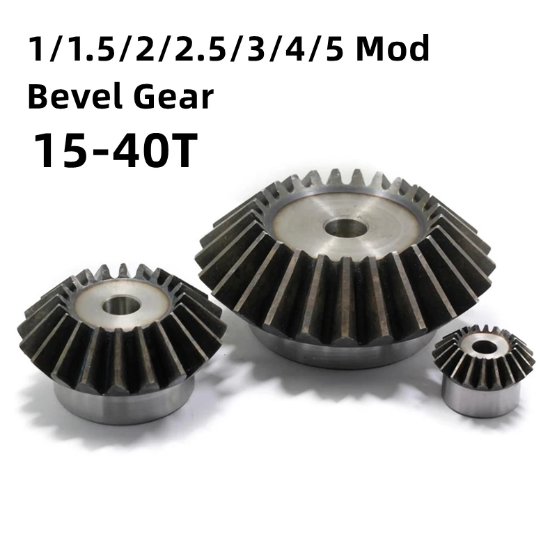 1/1.5/2/2.5/3/4/5 Mod Bevel Gear 15-40 Teeth Metal Bevel Gear Transmission Parts Mechanical Power Transmission Gear