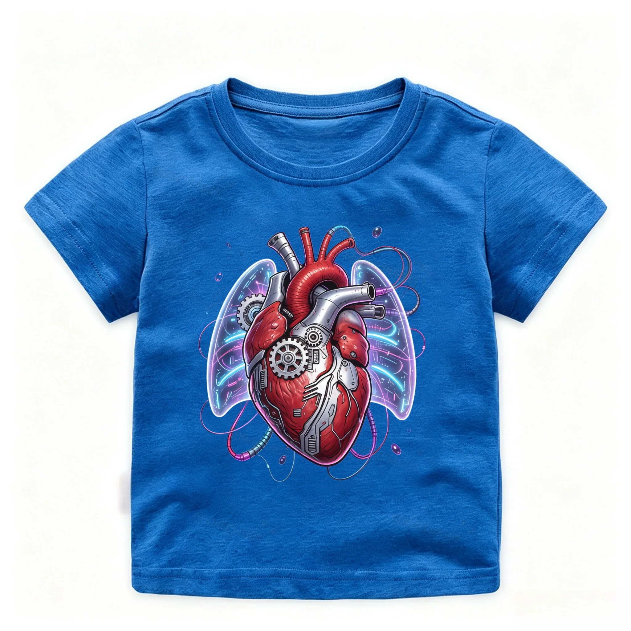 Summer children's retro human organ dissection pattern T-shirt - Medical biology theme - Gothic style street pure cotton T-shirt