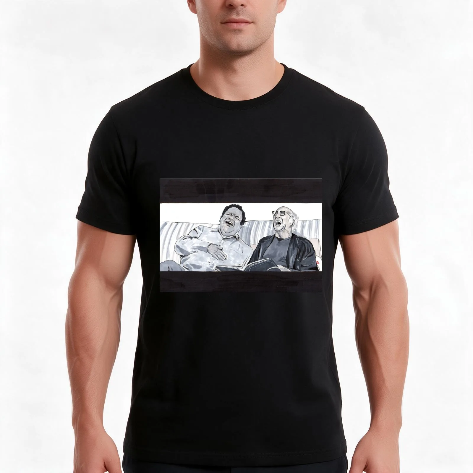 Curb Your Enthusiasm, Larry David and Jeff Garlin T-Shirt, Summer Casual Cotton Tee, Oversized Streetwear Tops, Unisex Men Women