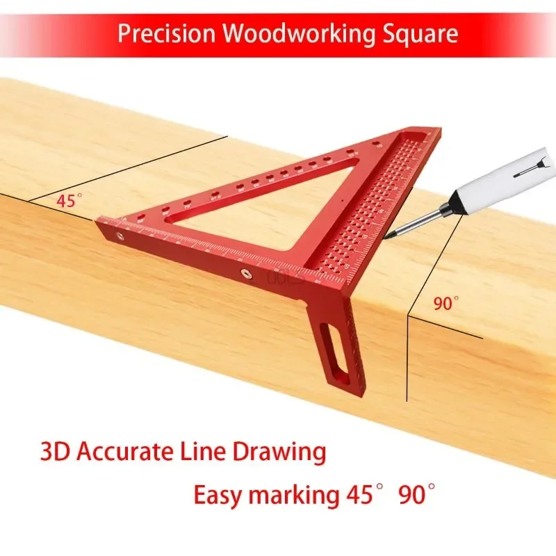 8-inch woodworking angle marking ruler 3D multi angle marking ruler 45/90° aluminum alloy triangle ruler manual measuring tool