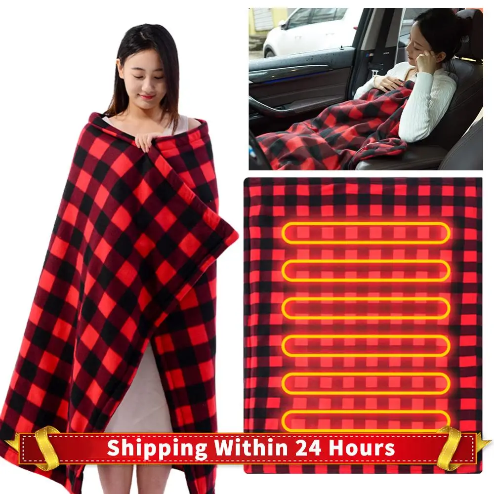 

Car Electric Heated Blanket Body Warmer Blanket 9 Adjustable Temperature 12V Soft Heating Mat Auto-off for Car Camping